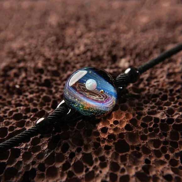 Hand Blown Glass Pendant Cosmic; Celestial Jewelry Galaxy Pendant